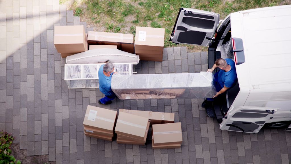 Mudanzas Gesapro movers loading a van